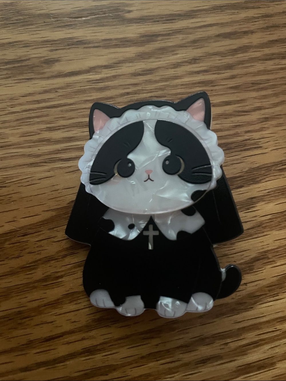 Black & White Cat Pin Brooch